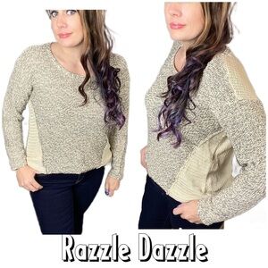 Brown Tan cozy knit long sleeve hi-low sweater